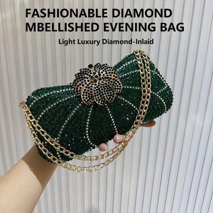 Elegant Flower-Shaped Full- Evening Clutch with Phone Pocket, / Luxury Wedding Accessory Suitable for Prom, Gala, Events