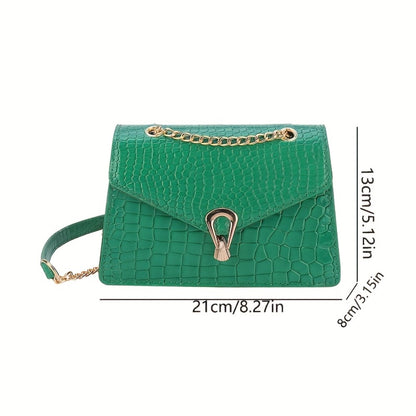 Pink Snake Print Crossbody BagFor Women, Stylish Women's Crocodile Pattern Handbag - Black Shoulder Bag With Detachable Strap Golden-Tone Hardware & Chain Strap, Crossbody Bag Purse Christmas Bags For Gifts Christmas Gift Bags