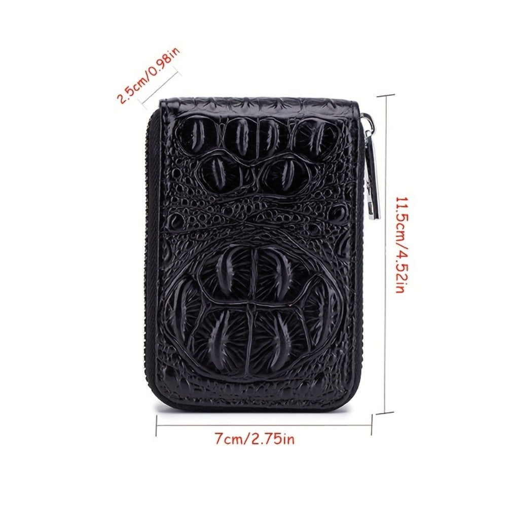 Men Zipper Around Credit Card Holder, Clutch Coin Money Purse, Portable Card Wallet With 12 Card Slots