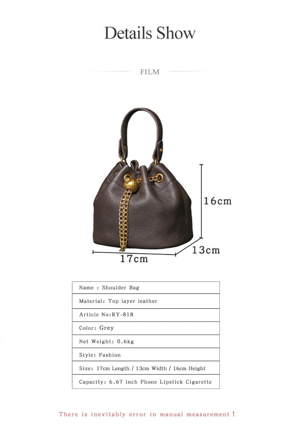 Crossbody Bag for Women – Genuine Leather, Genuine Leather Bucket Handmade Cowhide | Bag Vero – detail view 14