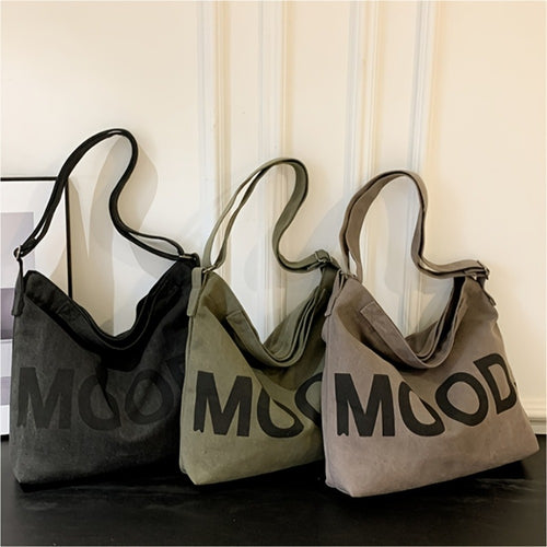 Large-Capacity Canvas Bag with a Easy And Versatile Design, Suitable for Students, Featuring a One-Shoulder Crossbody Style