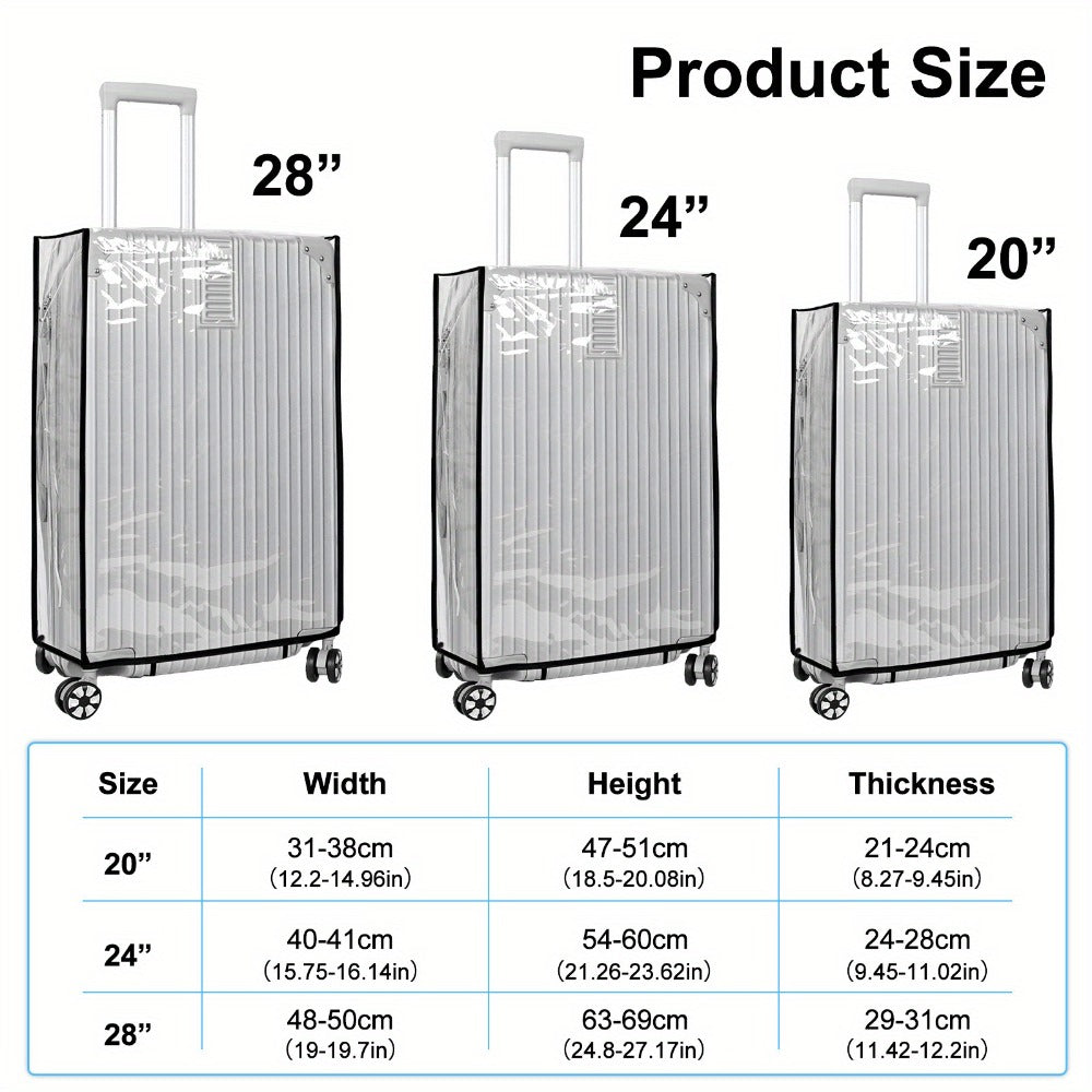 3pcs Clear PVC Luggage Covers - Waterproof, Reusable Suitcase Protectors with Wheels, Fits 20', 24', 28' Luggage, Durable & Easy to Clean, Transparent Travel Accessories for Scratch & Dust Protection