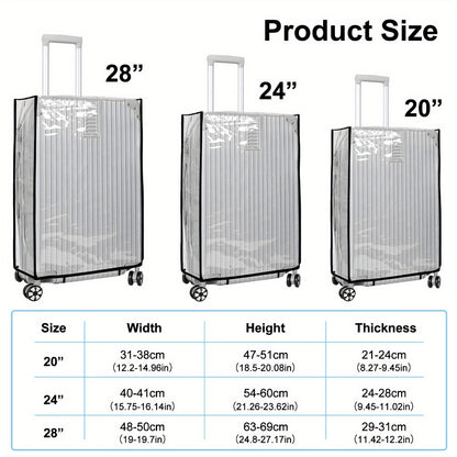 3pcs Clear PVC Luggage Covers - Waterproof, Reusable Suitcase Protectors with Wheels, Fits 20', 24', 28' Luggage, Durable & Easy to Clean, Transparent Travel Accessories for Scratch & Dust Protection