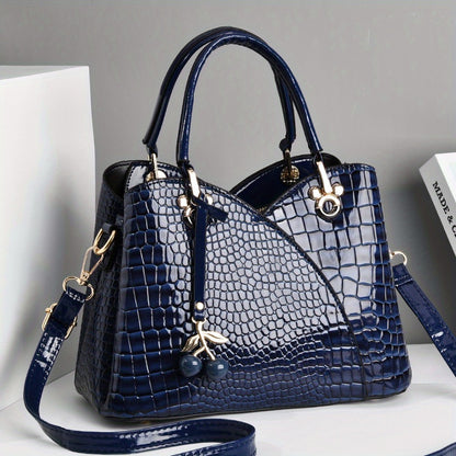 Crossbody Bag for Women – Faux Crocodile Texture Cherry Pendant | Bag Vero – detail view 28