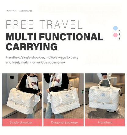 Spacious Multifunctional Travel Bag with a Separate Shoe Compartment, Perfect for Yoga And Fitness. This Quilted Crossbody Bag Is Ideal for Weekends And Comes As a Two-Piece Set, Making It a Great Gift for Valentine'S Day, Ramadan, Or The New Year