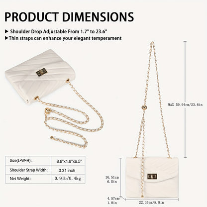 New Fashion Diamond Lattice Soft Chain Bag, Leisure And Easy with Pure Color PU Ladies Daily Travel Crossbody Bag
