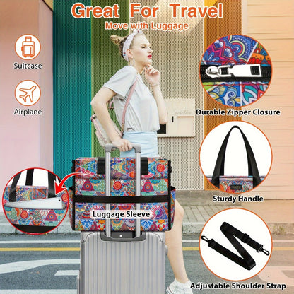ITIEZY Fashionable Commuter Style Multi-Pocket Tote Bag With Multiple Separated Compartments And Shoulder Pad, Large Size Upgrade For Outdoor Use, Teacher Bag Nurse Bag, Large Capacity Multi-Compartment, Bohemian Style
