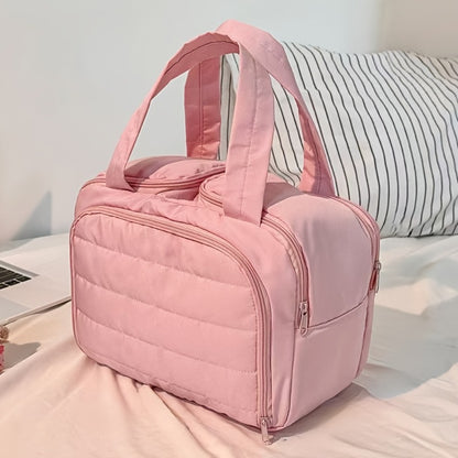 [Travel Makeup Bag] Elegant Standing Travel Makeup Bag with Large Capacity Multi-Compartment - Portable Handle Wash Bag Suitable for Daily Use & -the, Nylon Case with Standing Design ()