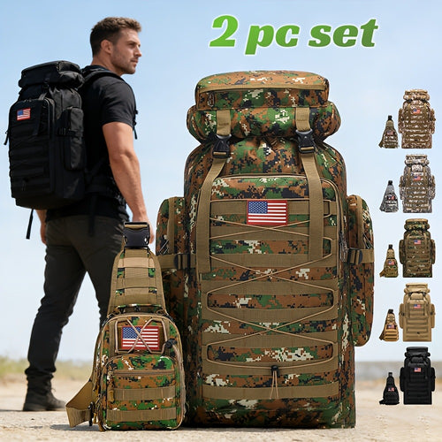 2pcs Men's Sports Large Capacity Backpack Sports Backpack Hiking Bag