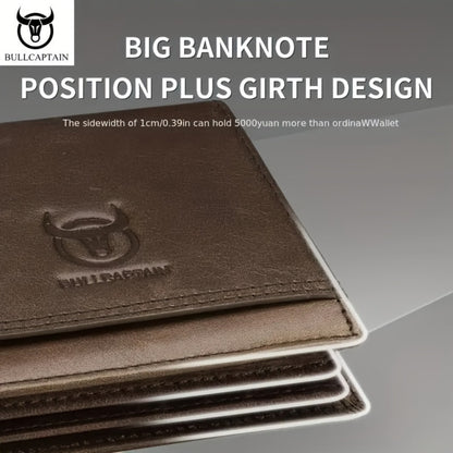 BULLCAPTAIN Leather Large-capacity Men's Wallet Driver's License Retro Leather Wallet Multi-card Position Thickened Credit Card Wallet Fashion Wallet Large-capacity Card Bag, Ideal Gift for Men The Most Valuable Gift for Christmas And Thanksgiving