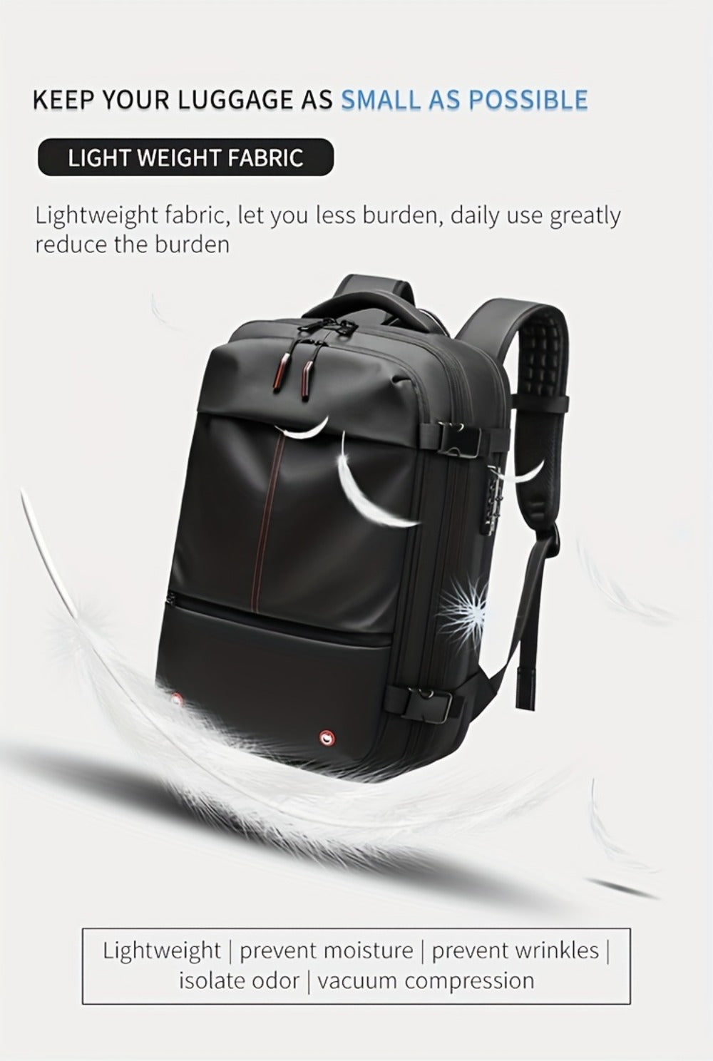 Somago Vacpack Backpack, 15.85gal Expandable Backpack with Vacuum Compression, TSA Lock Laptop Backpack Fit for 16 Inch PC with Air Pump, Anti Theft Travel Vacuum Backpack Space Saver Backpack
