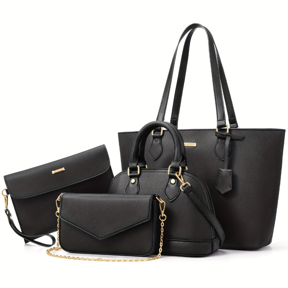 UKEIN 4pcs Set of Women'S Stylish Handbags, Purses, Wallets, Tote Bags, And Casual Crossbody Bags, Perfect Valentine'S Day Gift for Women And, Includes 4 Satchel Purses