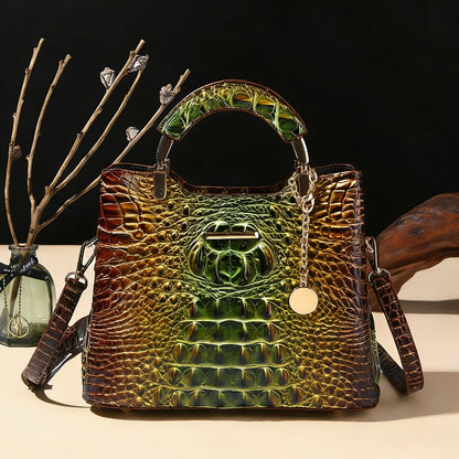 Elegant Luxury Crocodile Print Tote Bag - Women's Fashion Handbag, Shoulder Bag, Crossbody Bag & Purse