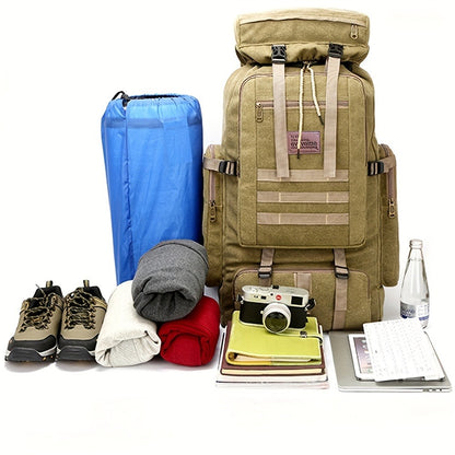 1pc 23.78gal Hiking Daypack Backpack Canvas Hydration Pack for Men And Women Climbing Outdoor Sport Large Capacity Sport Fitness Bag Gym Bag Halloween Black Friday Christmas Thanksgiving Gift