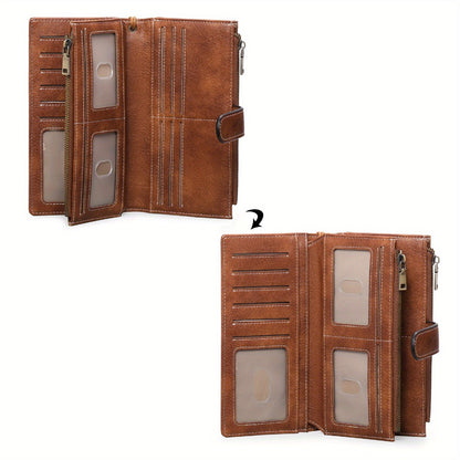 Ladies' Wallet Featuring a Double Zipper Compartment, Designed for RFID Protection, Serves As a Card Holder And Clutch Bag, Equipped with Numerous Card Slots, Ample Storage Space, Includes a Wrist Strap And Comes in a Gift Box