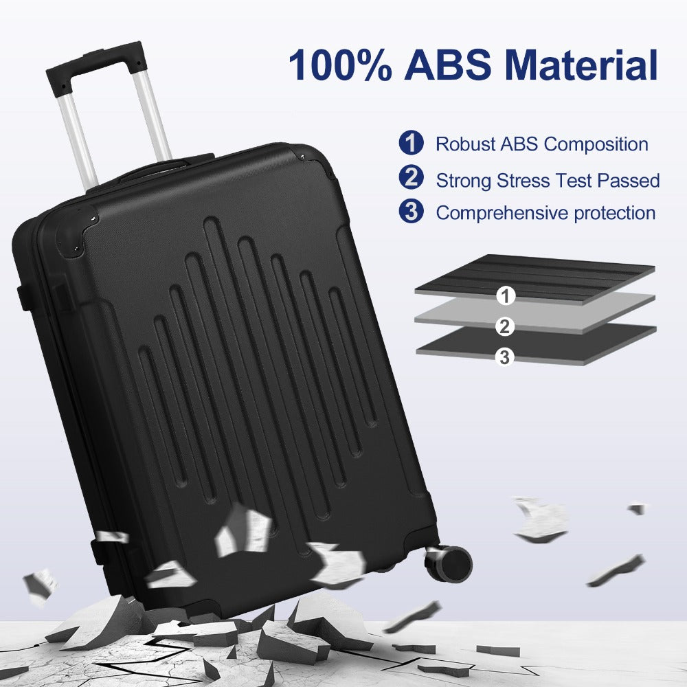 5pcs Luggage with Corner Protectors, 12/ 16/ 20/ 24/ 28-Inch, Durable Hard Shell, 360 Spinner Wheels, with TSA Lock, Multifunctional Large Capacity, Lightweight Travel Suitcase