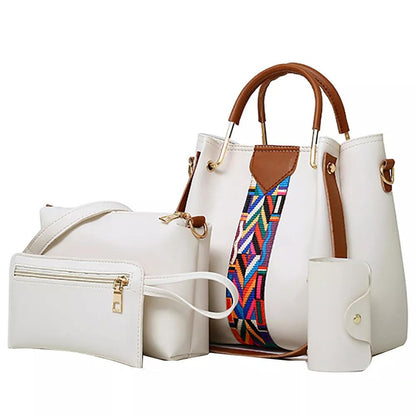4 in 1 Women Handbag Set Soft PU Leather Top Handle Bag, Tote Bag, Shoulder Bags Crossbody Bag Wallet Purse Set
