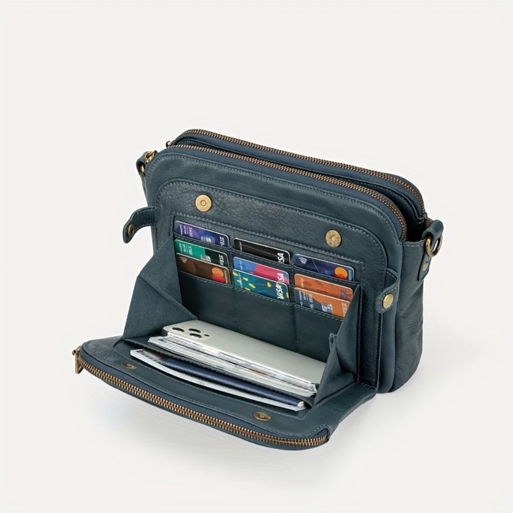New PU Soft Handbag for Women, Three-Tier Purse, Crossbody Clutch, Premium Quality Multi-Layer Card Holder, Versatile Women'S Shoulder Bag