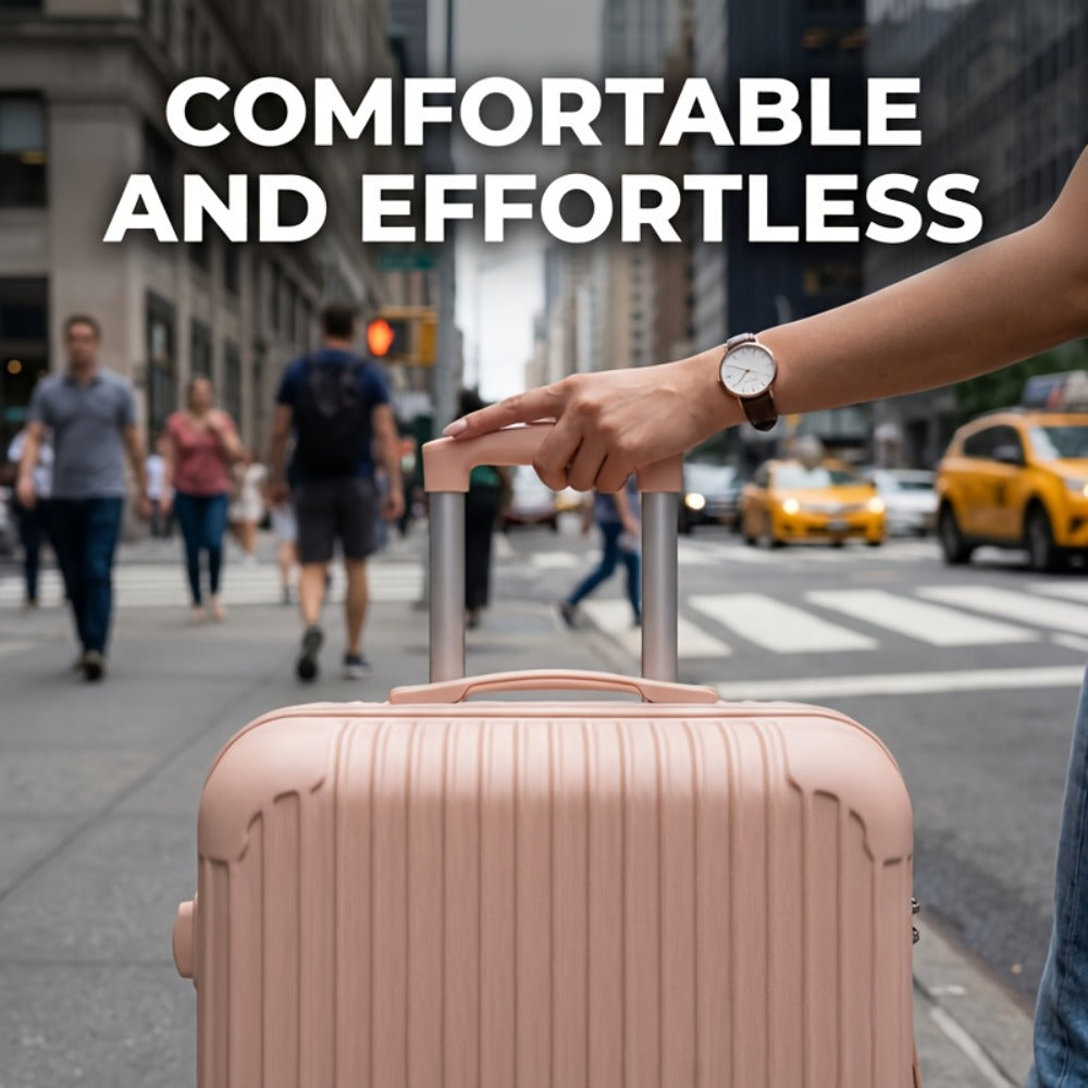 Lightweight Carry-On Suitcase Available in 20, 24, And 28 Inches, Featuring 360° Multi-Directional Wheels And a Combination Lock, with Checked Luggage Options in Pink for 24 And 28 Inches