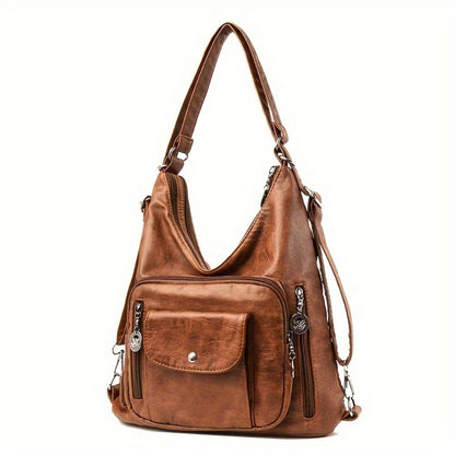 [Stylish Versatile Handbag] Vintage New PU Soft Shoulder Purse, Spacious Stylish Handbag, Everyday Versatile Crossbody Bag
