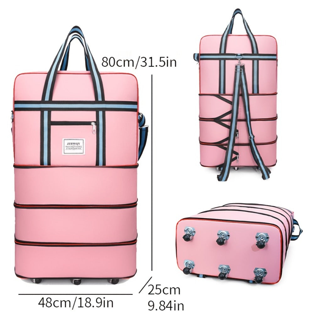 Oversized Expandable Rolling Duffle Bag - Collapsible Checked Luggage for Air Travel And Relocation