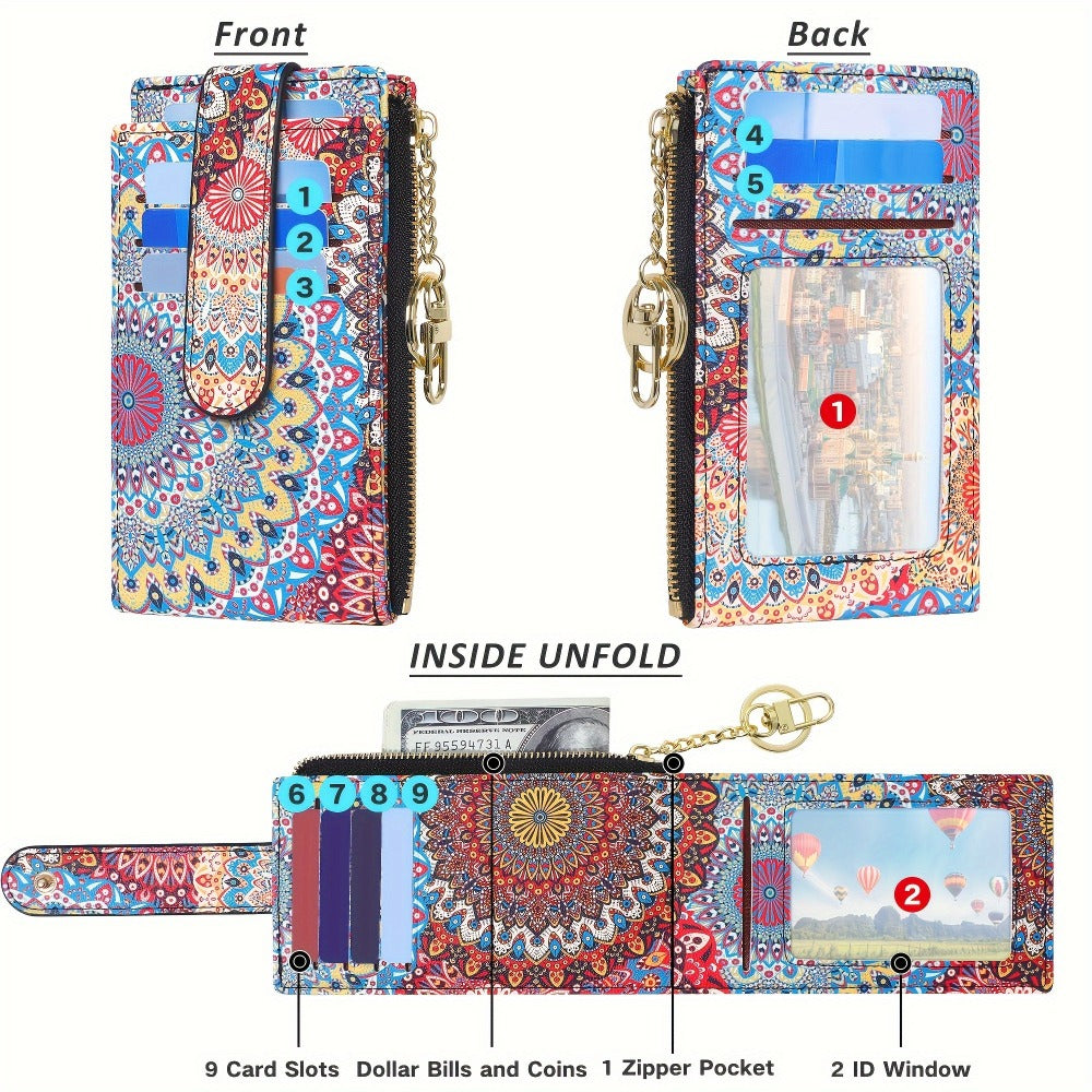 Women's Wallet – Foldable, Rfid Zipper Coin Colorful Mandala | Bag Vero – detail view 5