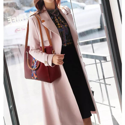 4 in 1 Women Handbag Set Soft PU Leather Top Handle Bag, Tote Bag, Shoulder Bags Crossbody Bag Wallet Purse Set