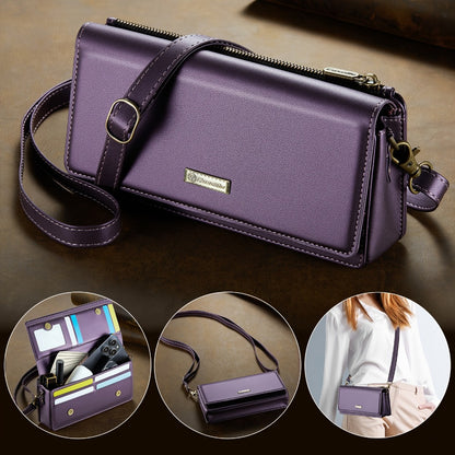 Crossbody Cell Phone Wallet for Women, RFID Blocking Multi Card Slots with Detachable Wristlet Shoulder Strap Zipper Pocket