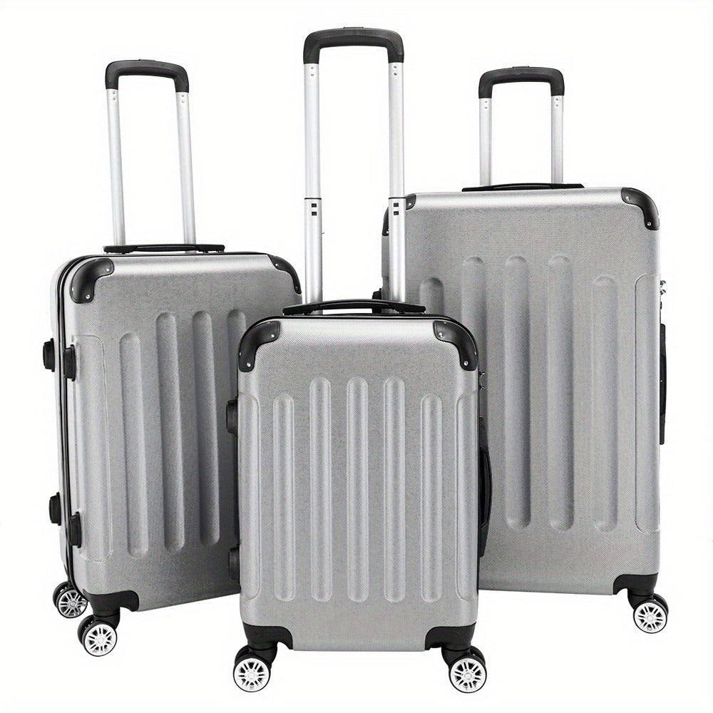 3pcs Heavy-Duty ABS Hardshell Luggage Set with TSA Lock Suitable for Men & Women, Spinner Suitcase Carry-On (20"/24"/28") - Lightweight Travel Suitcases with Password Lock, Iron- Frame, for Domestic & Airports