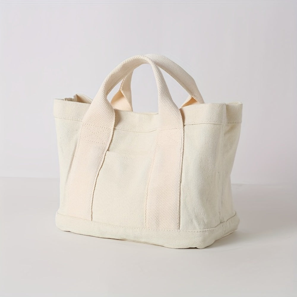 1pc Neutral Large-capacity Tote Bag: Heavy-duty Beige Double-handle Handbag, Spacious Work Bag, Suitable for Commuting, Traveling, Office, School - Simple, Professional, Casual And Multi-functional Handbag, Durable Carry-on Luggage Bag