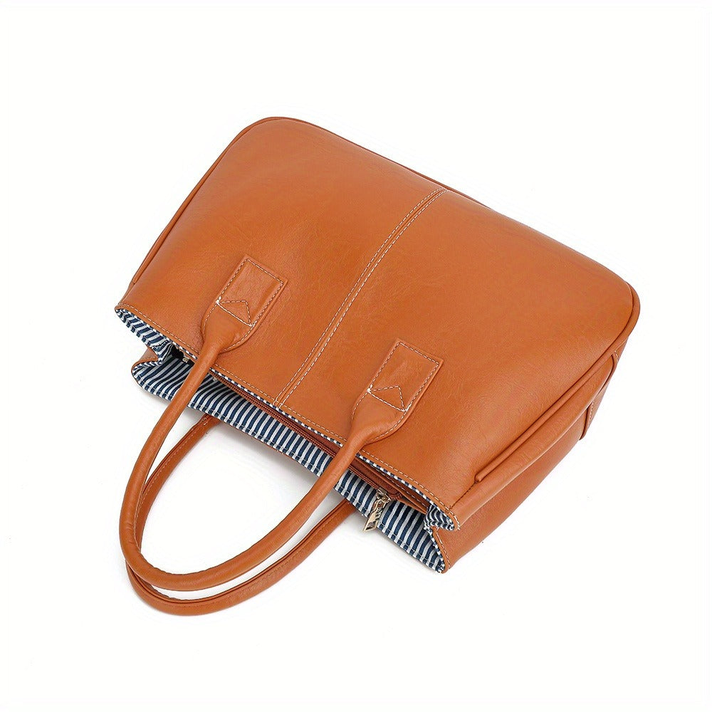 Women's Handbag, Classic Solid Color PU Material, Large-capacity Shoulder Bag, Suitable for Business, Travel, Dinners, Daily Use, and Also the Best Choice for Gifts.