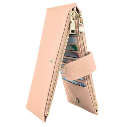 Bifold Multi Card Case Wallet with Zipper Pocket with RFID Blocking