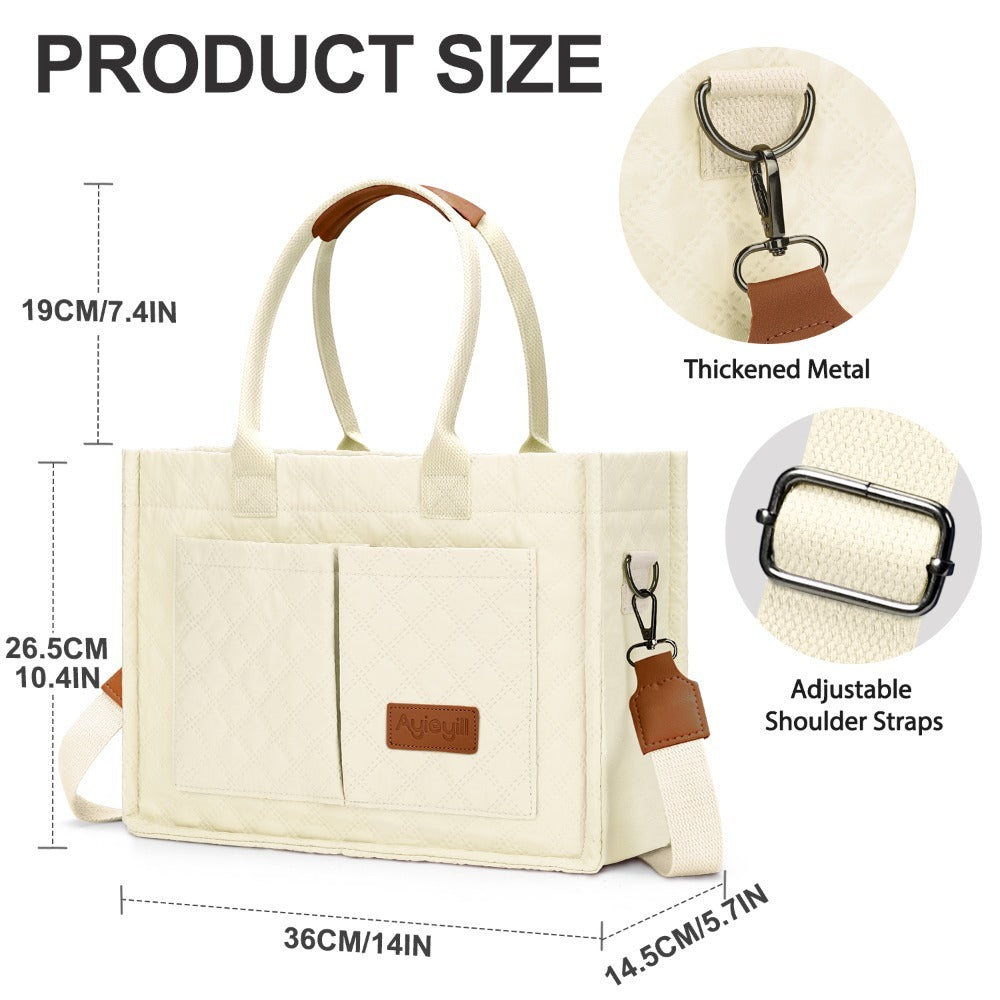 Tote Bag for Women with Compartments, Large Nylon Totes Women's Purse Crossbody Bags Work Laptop Book Bag Shoulder Handbags