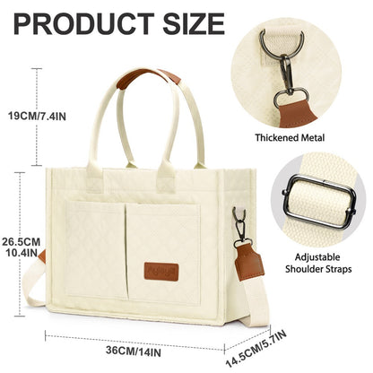 Tote Bag for Women with Compartments, Large Nylon Totes Women's Purse Crossbody Bags Work Laptop Book Bag Shoulder Handbags