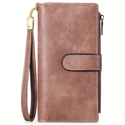 Ladies' Wallet Featuring a Double Zipper Compartment, Designed for RFID Protection, Serves As a Card Holder And Clutch Bag, Equipped with Numerous Card Slots, Ample Storage Space, Includes a Wrist Strap And Comes in a Gift Box