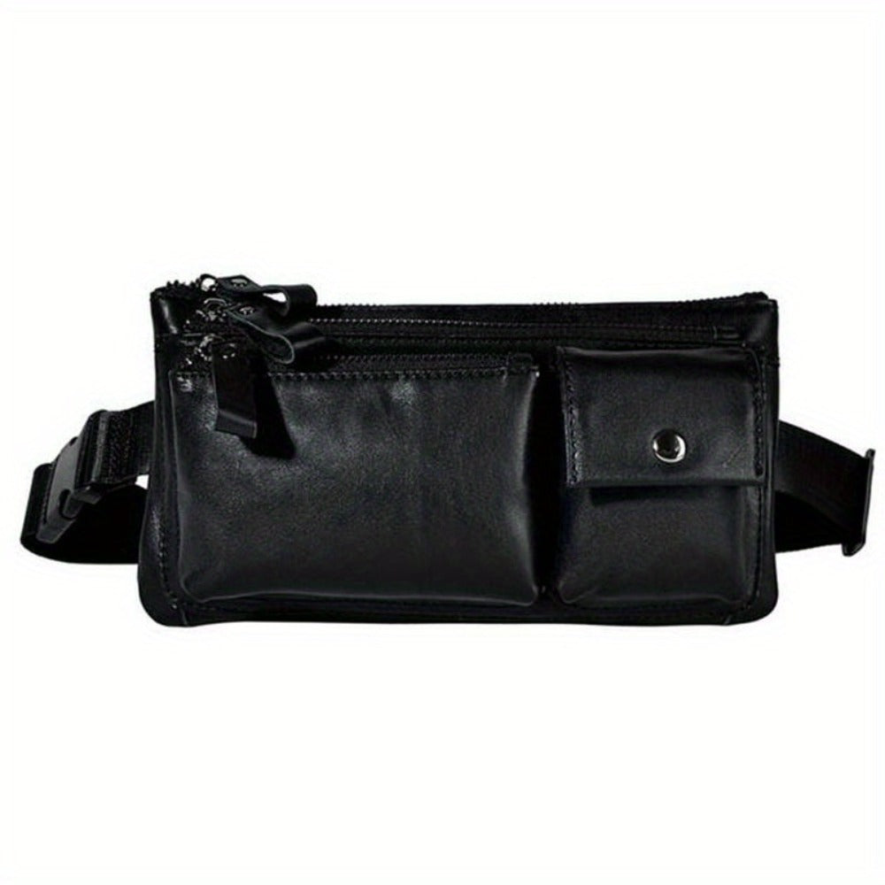 Stylish Retro Authentic Leather Hip Bag, Slim Phone Pouch, Vintage Crossbody Purse