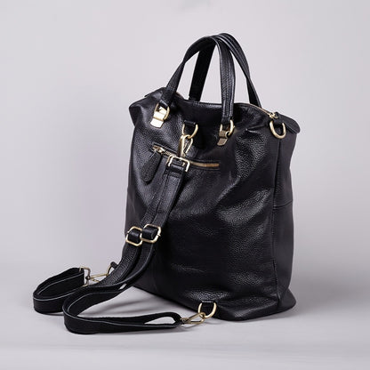 Women' Genuine Leather Backpack - Soft Genuine Leather Suitable for, & Travel, Black Rucksack with Zipper Closure, Laptop Compartment &, Hand Washable Daypack for College, Office, Everyday Use