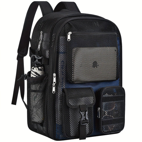 Unisex Mesh Bag, High-Strength Polymer Material, Built-in Laptop Compartment, Light & Breathable, Ideal for Students, Adults, Hiking, Travel & Beach