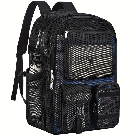 Unisex Mesh Bag, High-Strength Polymer Material, Built-in Laptop Compartment, Light & Breathable, Ideal for Students, Adults, Hiking, Travel & Beach