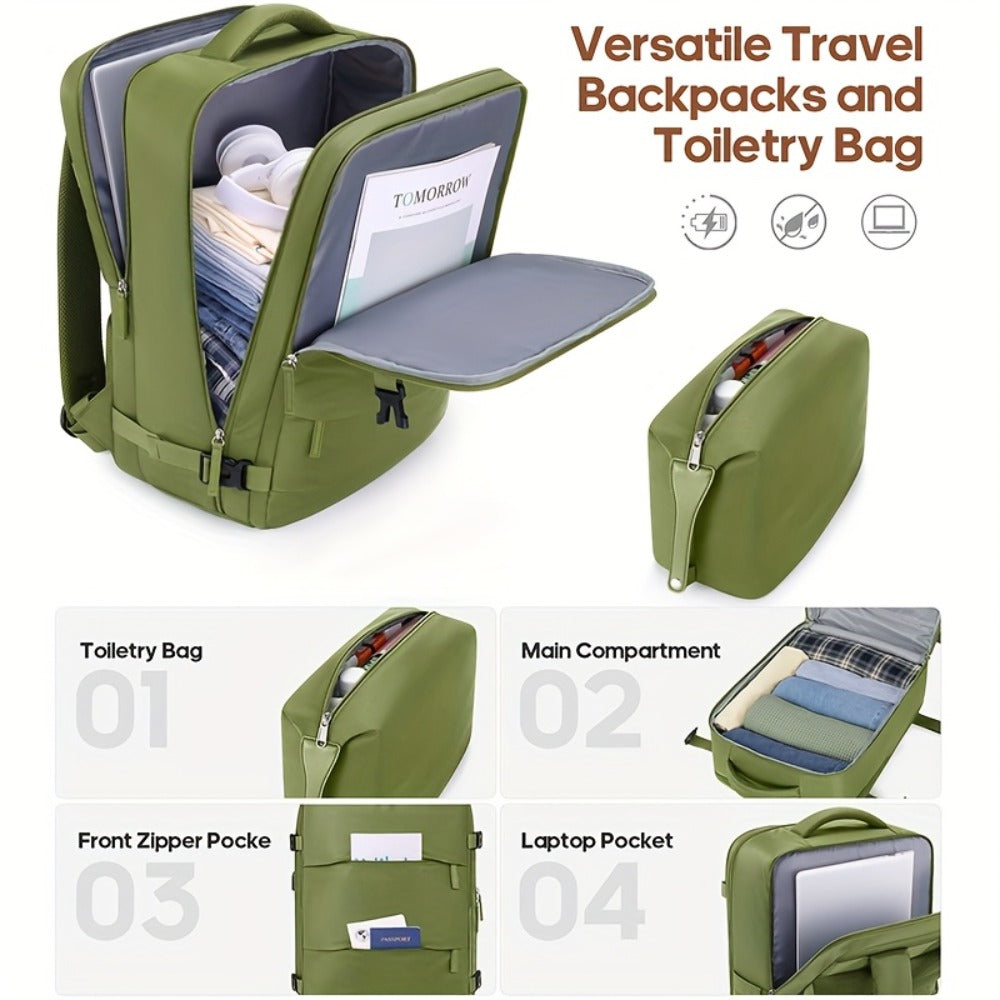 3pcss Luggage Set, Including A 20-inch Boarding Case With Swivel Wheels, A PC Hard-shell Luggage Set, Equipped With A TSA Lock And YKK Zippers, A Durable Boarding Case, And A Men'S Travel Backpack (beige, 3pcss Set (20-inch))