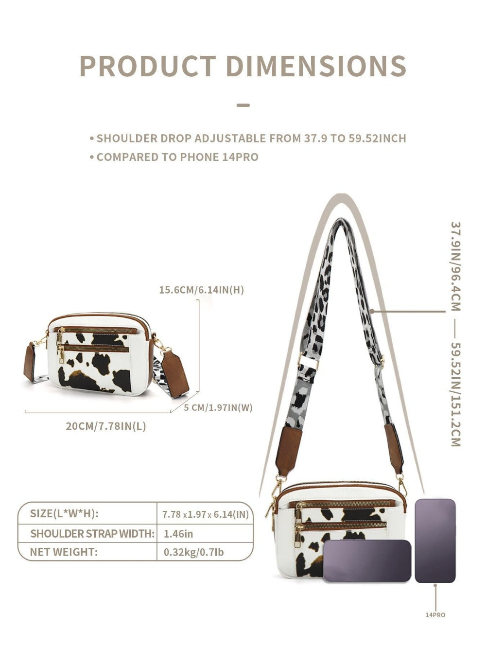 Crossbody Bag for Women – Vegan Leather, Adjustable Strap, Lightweight, for Travel & | Bag Vero – detail view 33