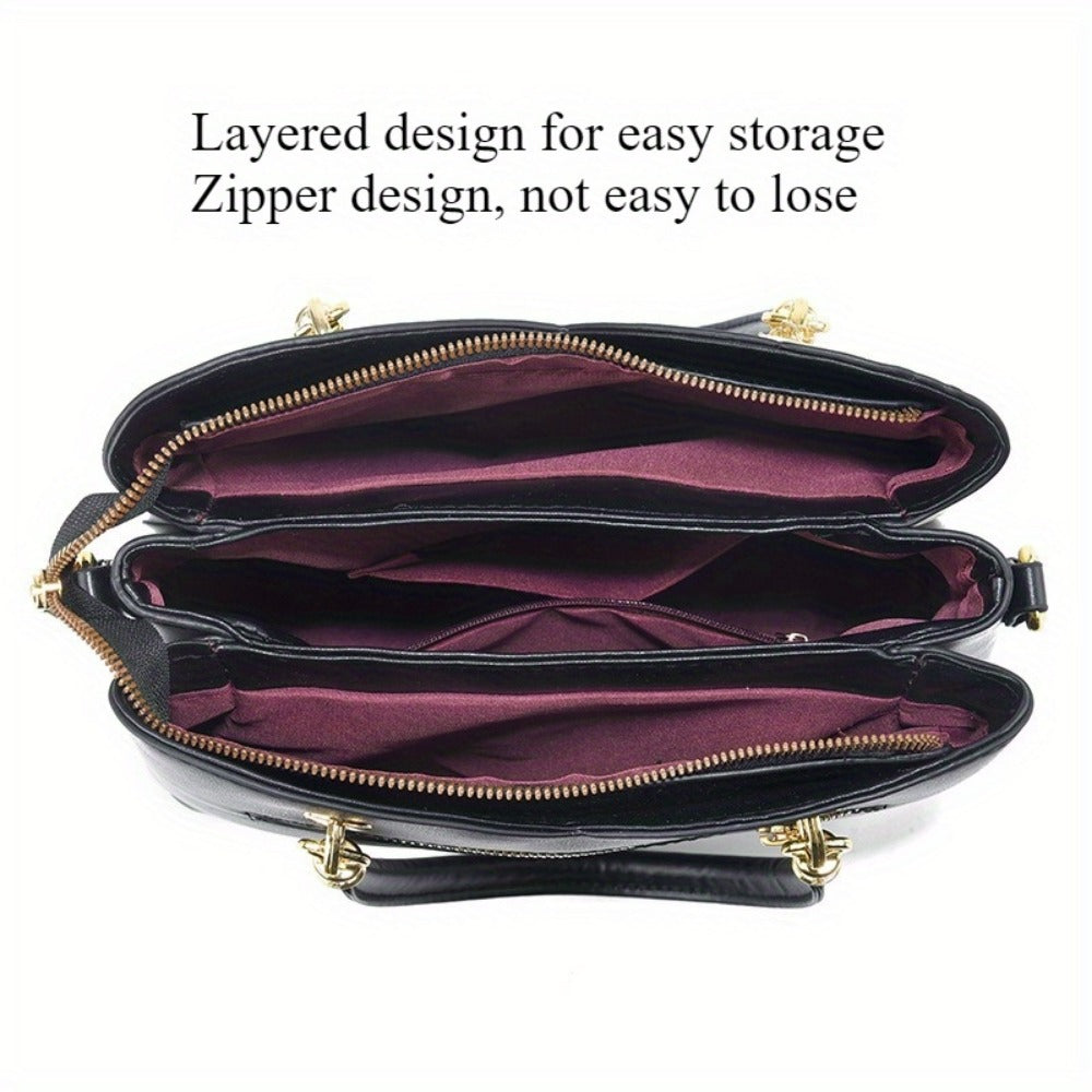 Women's Handbag – Large Capacity, Colorblock Satchel Large Capacity Faux | Bag Vero – detail view 5