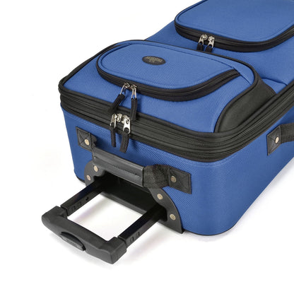 U.S Traveler Rio 2-Pcs Polyester Carry-onSuitcase w/ Tote | Soft Shell Lightweight, Softside Expandable & 360° Dual Spinner Wheels | Airline Approved 21" + 10" | Matching Color, Black, Blue, Green, Teal, Purple, Red, Yellow, Pink, Camo, Gray - Travel Lugg