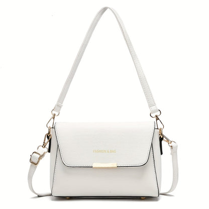 Elegant Women'S Shoulder Bag | High-End New Style | Solid Color | Sleek White & Black Options | Versatile for Work, Outings, and Parties | Detachable Straps for Convenience | Durable Synthetic with Zip Closur