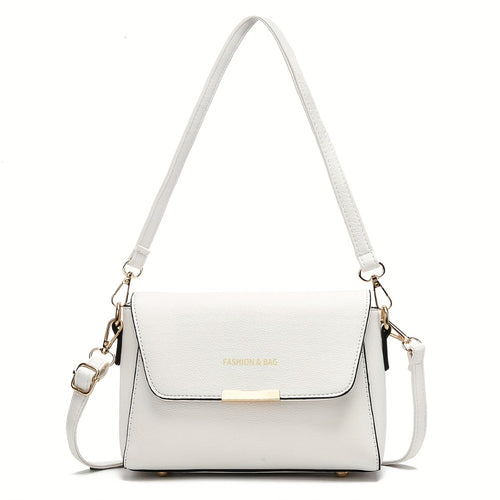 Elegant Women'S Shoulder Bag | High-End New Style | Solid Color | Sleek White & Black Options | Versatile for Work, Outings, and Parties | Detachable Straps for Convenience | Durable Synthetic with Zip Closur