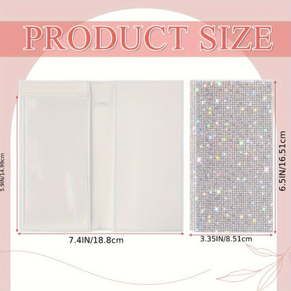 Shiny Checkbook Case for Women, Perfect Mother'S Day Present, Sparkling Rhinestone Silver, Rfid-Blocking, Includes Personal Checkbook Wallet with Pen Holder And Divider for Duplicate Checks