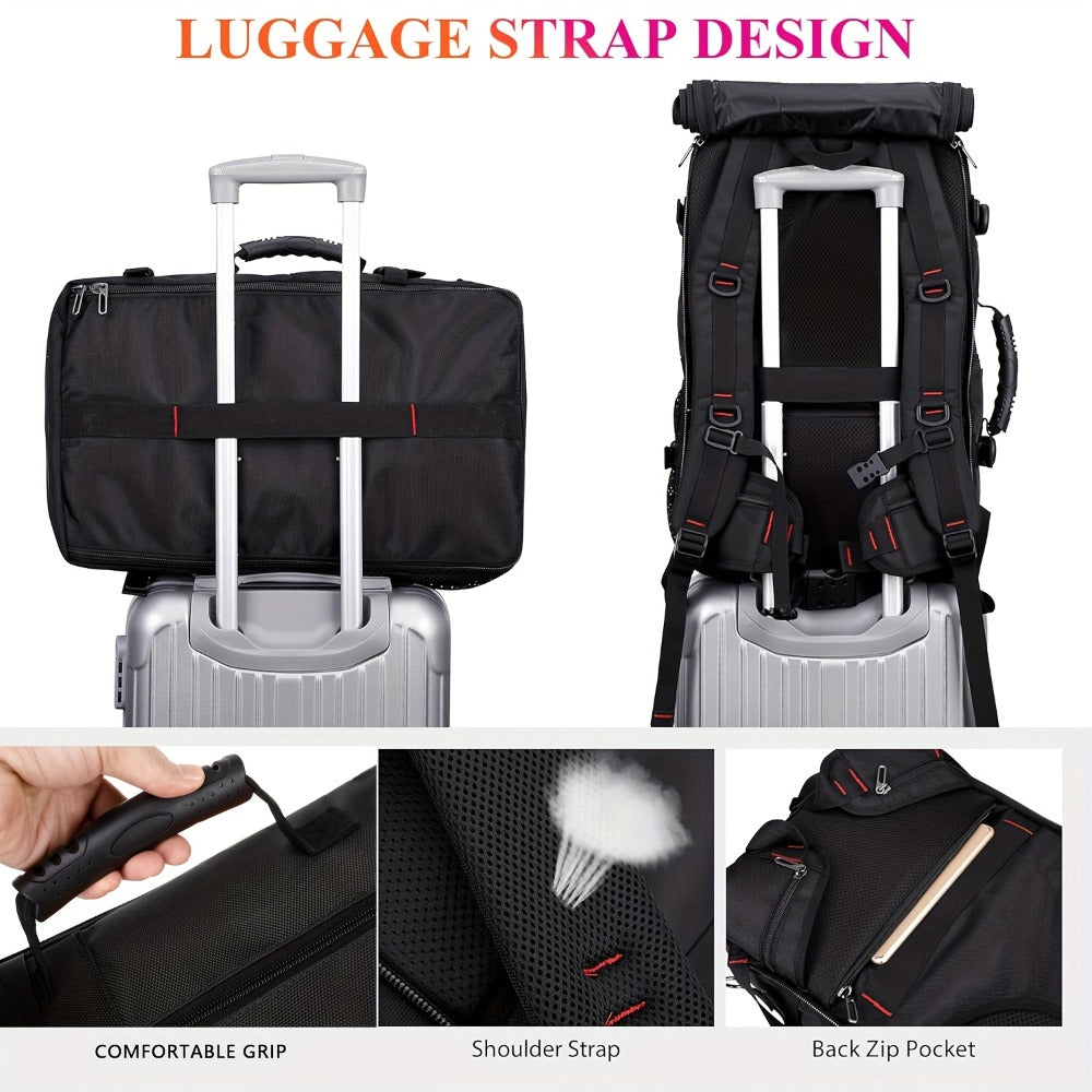 A Large Capacity Hiking Backpack, Suitable for Outdoor Camping, Mountain Climbing, And Long-Distance Travel. It Features Multiple Functions As a Handheld, Dual-Shoulder, Or Crossbody Sports Bag, Is Sturdy And Durable with a Shoe Pocket