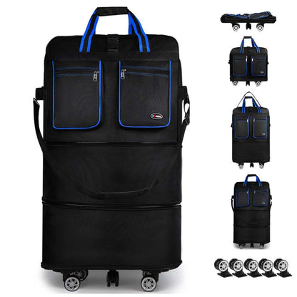 30" 36" Soft Expandable Foldable Luggage Bag with Removable Spinner Wheels,3-Layer Collapsible Suitcase Bag, Water-Resistant Large Capacity Rolling Duffle Bag for Home Storage Moving Travel