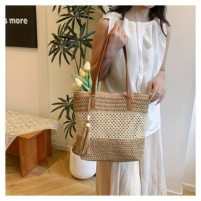Vacation Travel Beach Bags, Casual Fashion Simple Straw Handbags, Beach Party Bags, Women'Bags, Tote Bags, Crossbody Bags, Women'Bags, Wallets, Clutch Bags, Straw Bags, Leisure Carry-on Women'Bags Suitable for Outdoor Sports, Travel - Bohemian