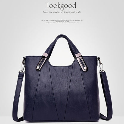 Exquisite Ladies' Genuine Leather Tote Bag - Spacious And Stylish Shoulder Bag with Crossbody Strap, Ideal for Work And Daily Style, Available in Light Grey, Purple, Blue, Burgundy And Black
